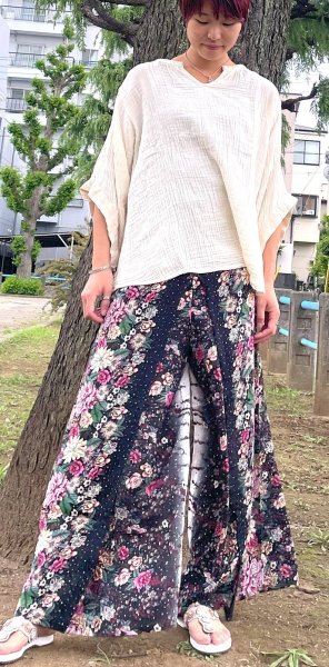 画像1: レーヨンワイドパンツ (1)