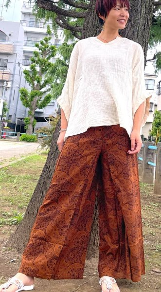 画像1: レーヨンワイドパンツ (1)