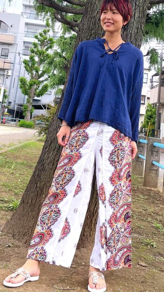 画像1: レーヨンワイドパンツ (1)