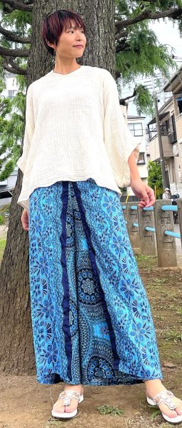 画像1: レーヨンワイドパンツ (1)