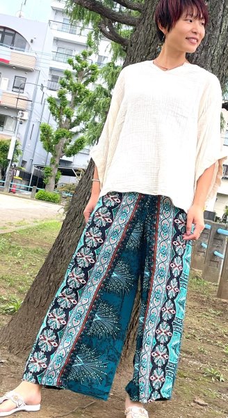 画像1: レーヨンワイドパンツ (1)