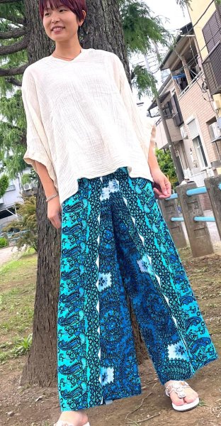画像1: レーヨンワイドパンツ (1)