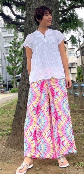 画像1: レーヨンワイドパンツ (1)