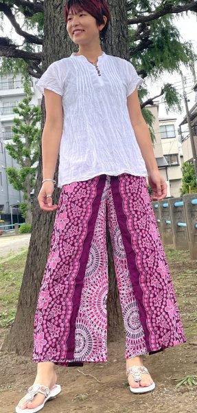 画像1: レーヨンワイドパンツ (1)