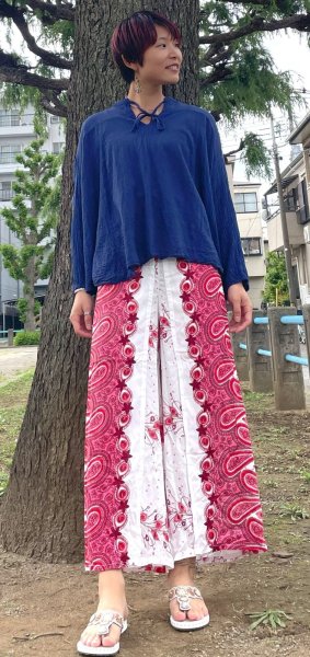 画像1: レーヨンワイドパンツ (1)