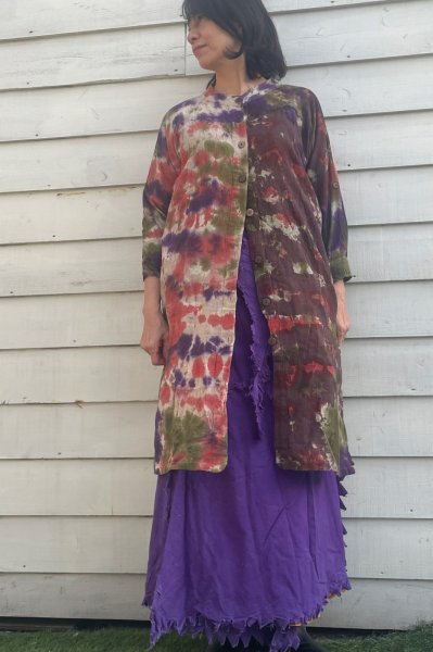 画像1: ビッグポケット付きエスニック巻きスカート＆タイダイチュニック (1)