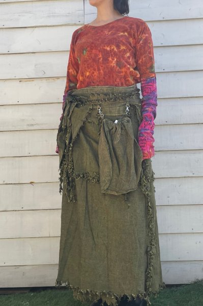 画像1: ビッグポケット付き巻きスカート＆トップス (1)