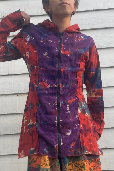 画像1: タイダイトップス＆パッチワークサルエル