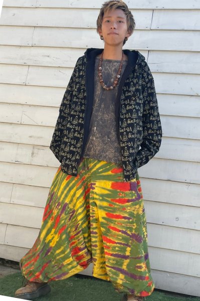 画像1: 仏陀プリントのアウター＆タイダイサルエル (1)