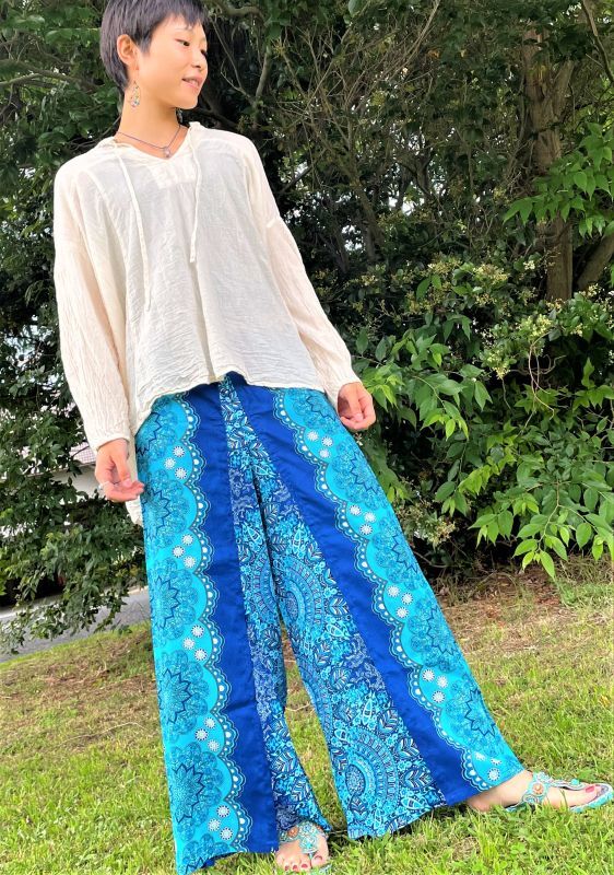 返品交換不可 レーヨンワイドパンツ カジュアルパンツ